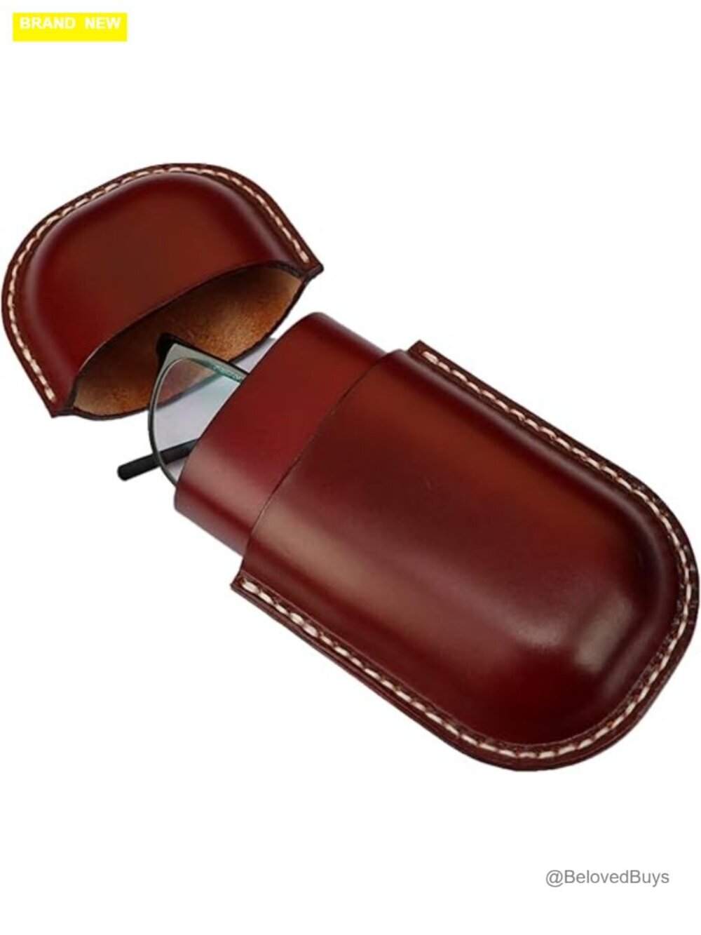 Cowhide Leather Eyeglass Case Travel Anti-Crush Storage Box